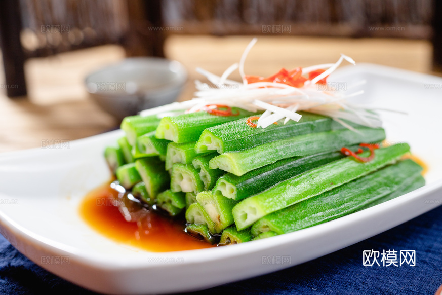 凉拌秋葵美食海报下载