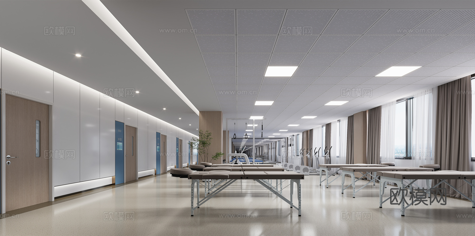 医院康复中心su模型下载（渲染图1）