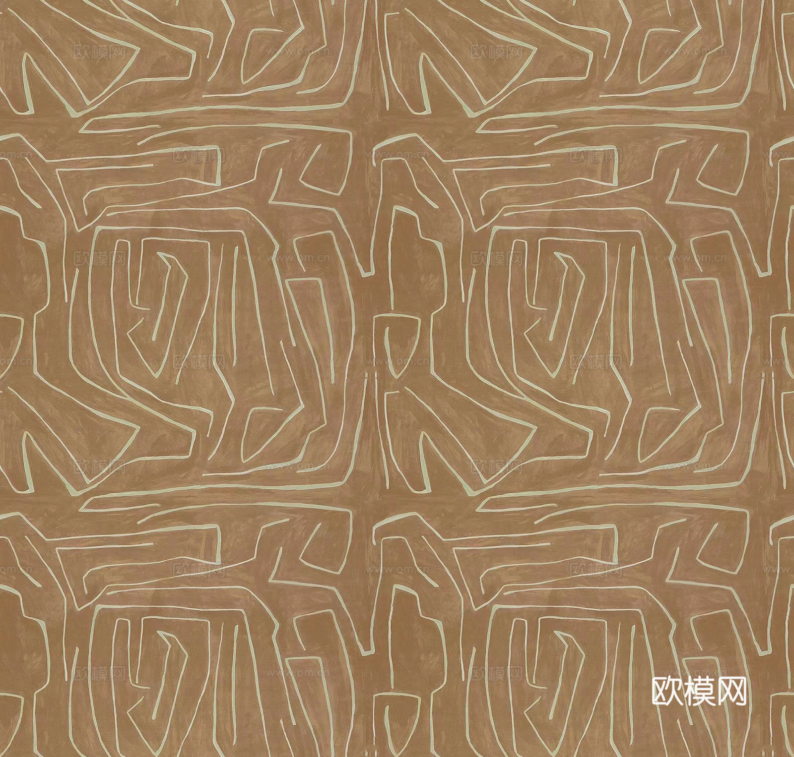 无缝中古奶油曲线花纹墙纸