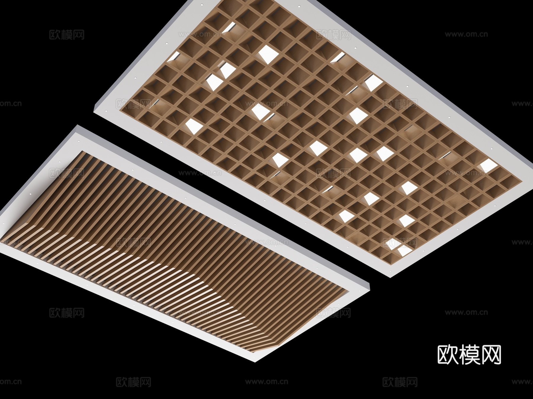 现代工业吊顶 现代方通吊顶 格栅吊顶 吕方通 格栅天花 方形3d模型