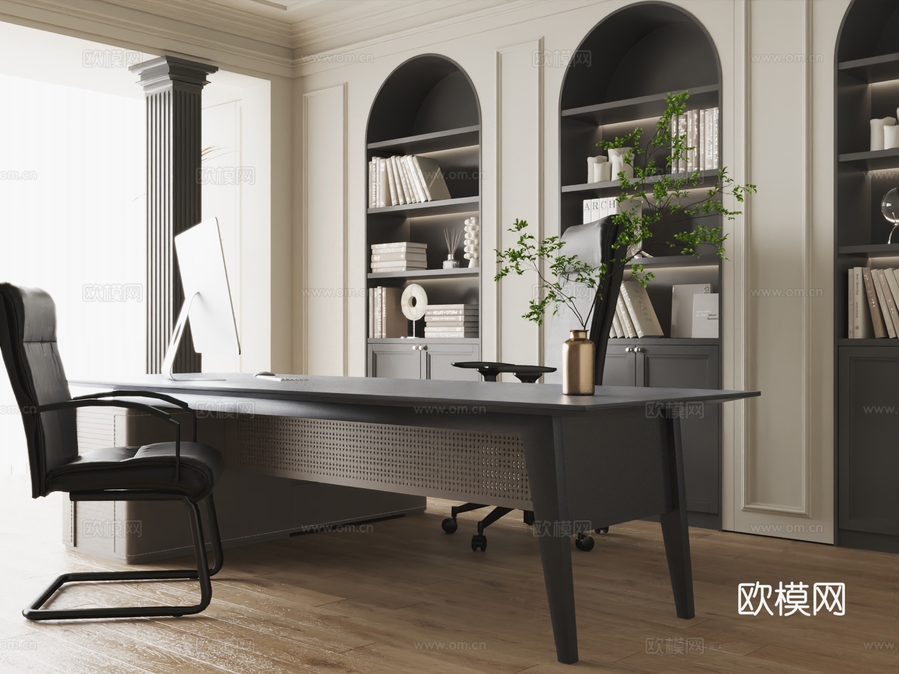 法式奶油办公室 经理办公室 董事长办公室su模型