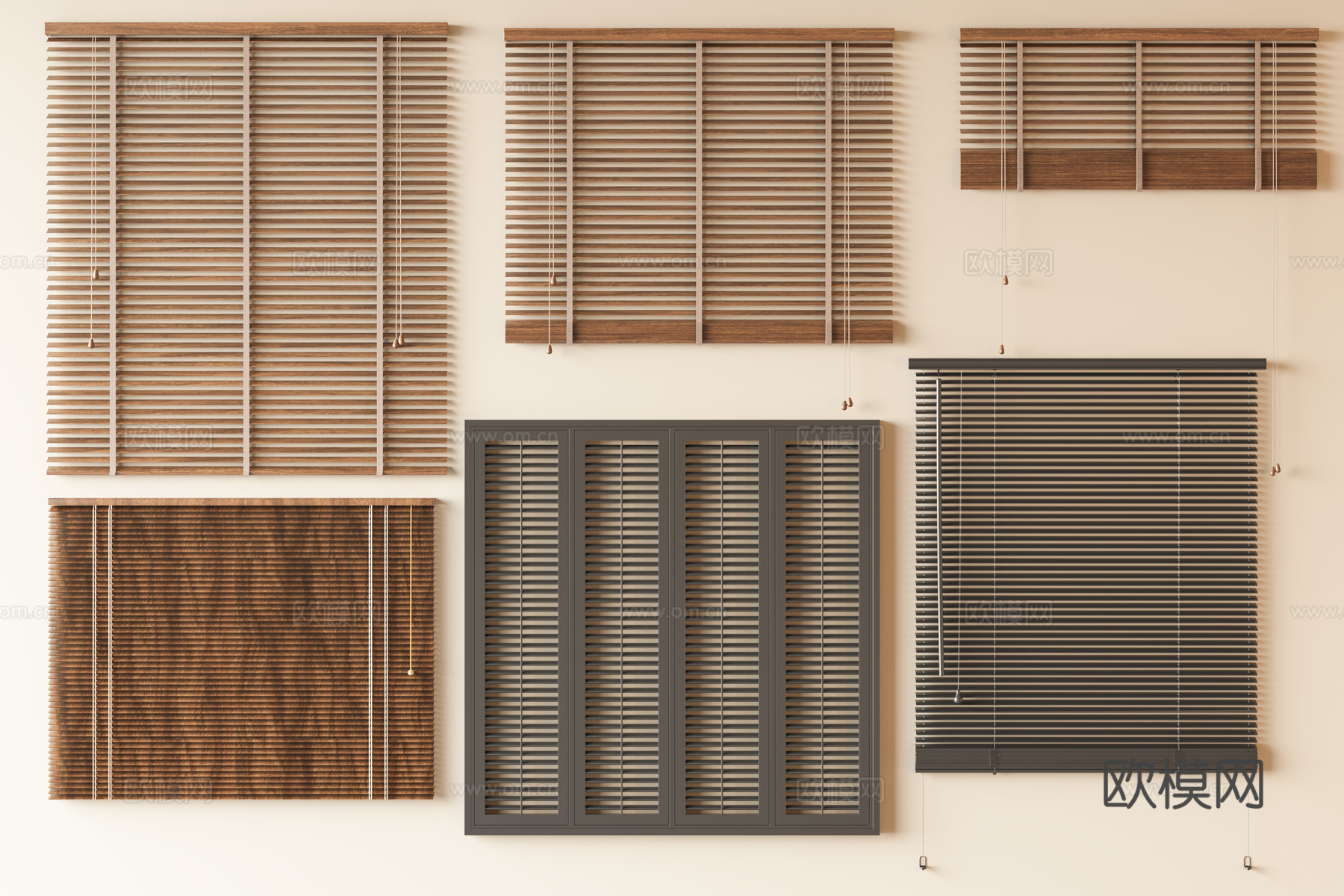 中古风百叶帘 新中式百叶帘 中古复古百叶帘 竹帘 卷帘 窗帘3d模型