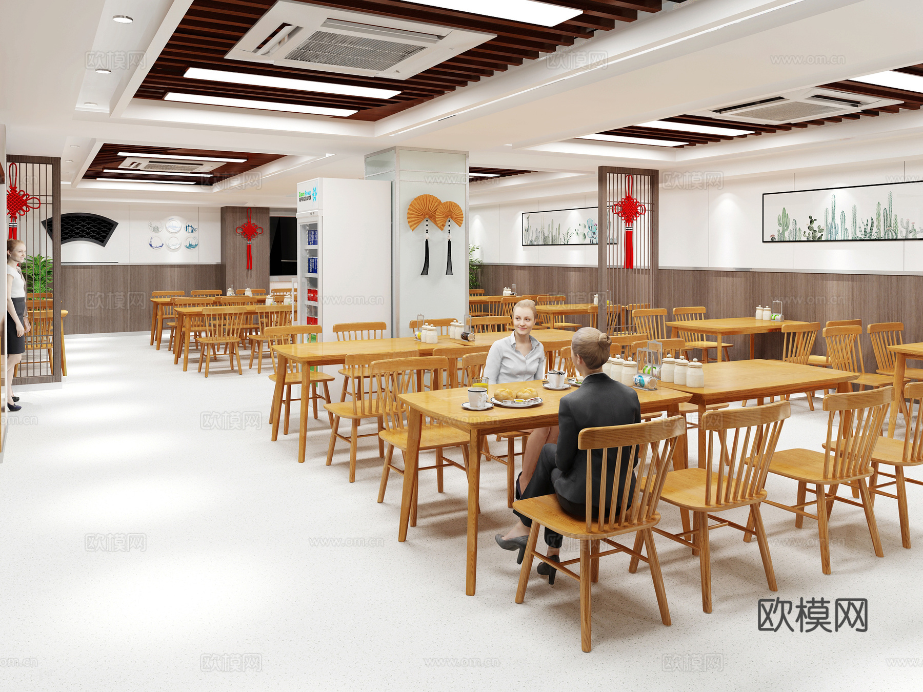 现代餐厅 员工食堂 餐饮门店 员工餐厅3d模型