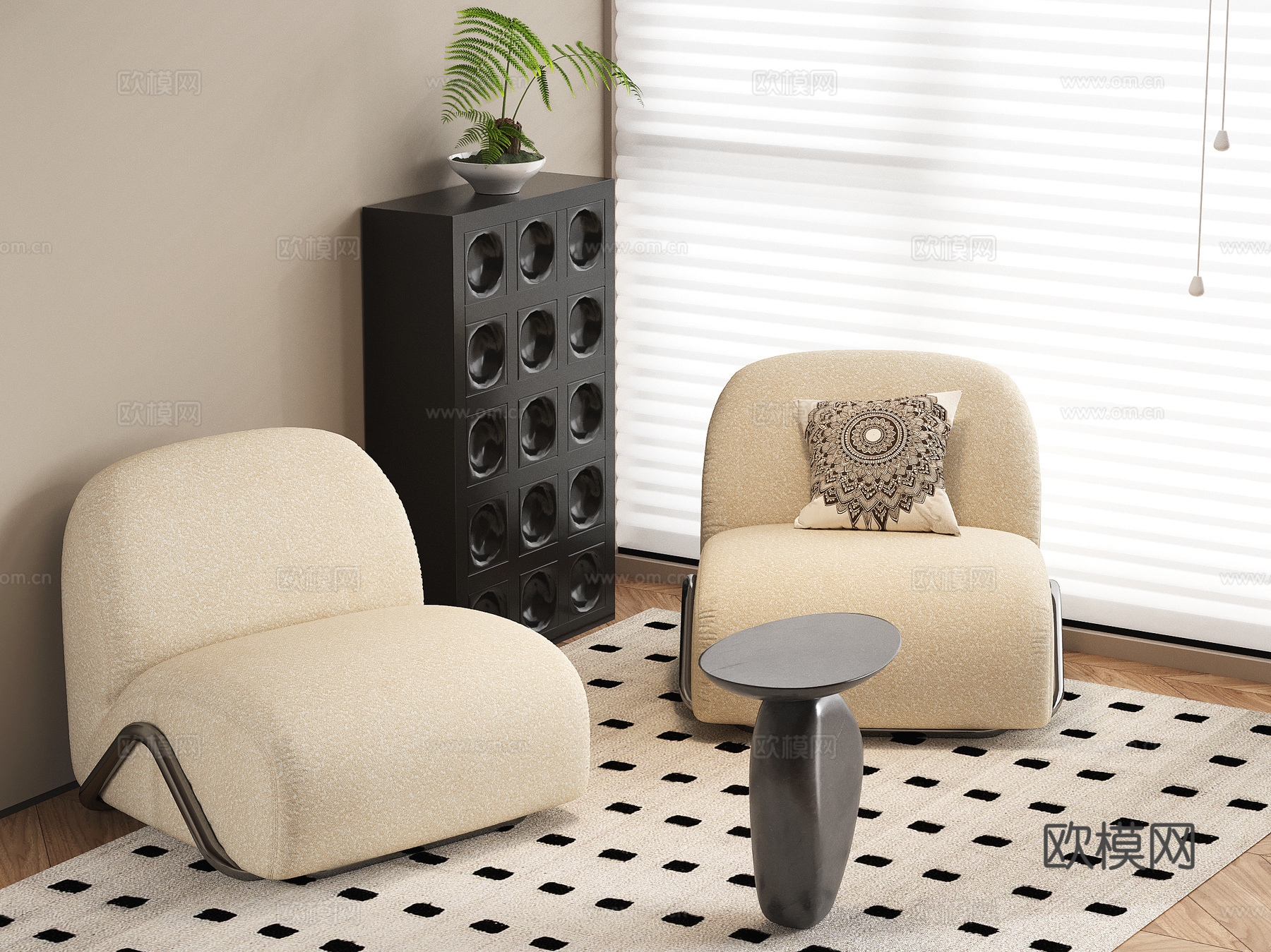 法式休闲椅 地毯 单人椅 装饰柜 储物柜 边几su模型