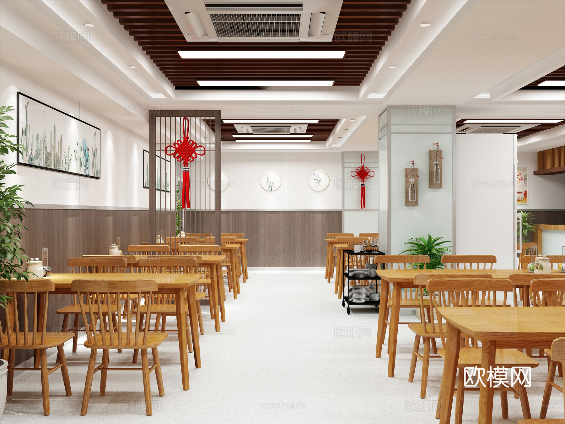 现代餐厅 员工食堂 餐饮门店 员工餐厅3d模型