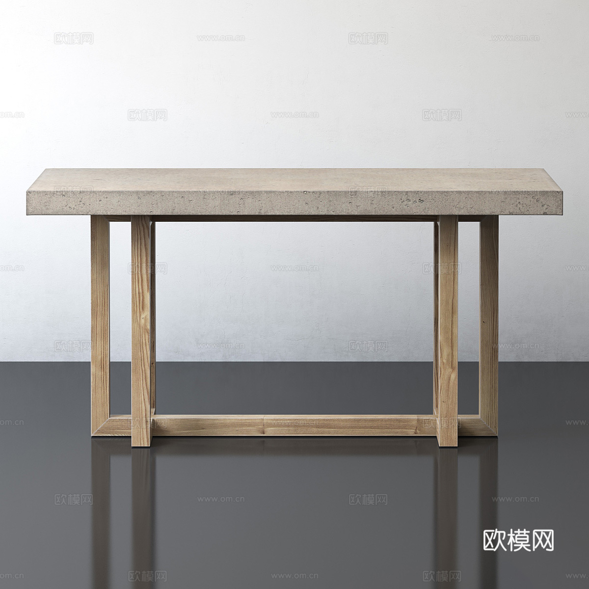 新中式 Heston 办公桌3d模型下载（渲染图4）