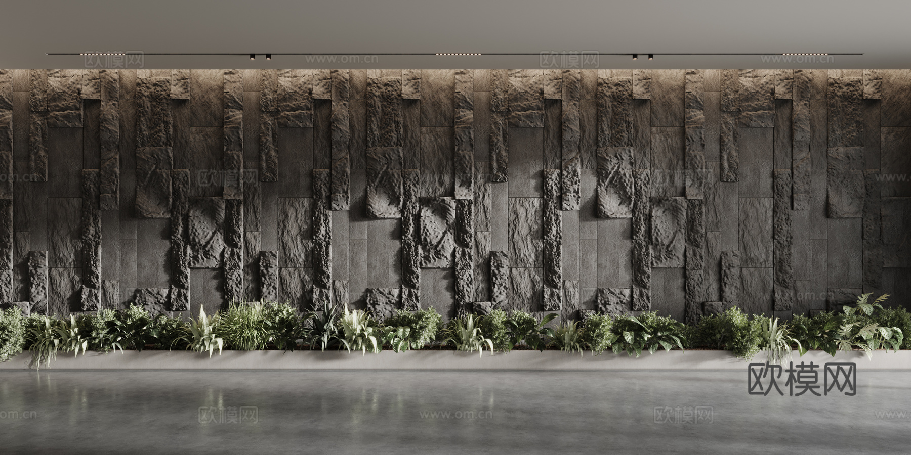 现代岩石背景墙su模型