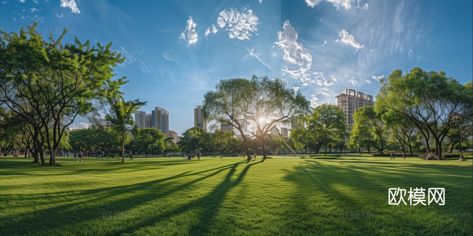 户外高清全景草坪天空贴图