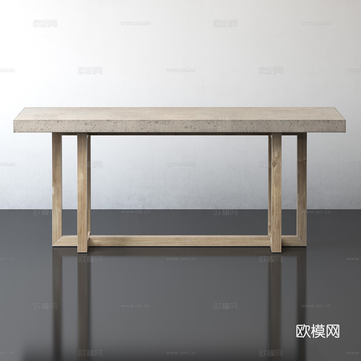 新中式 Heston 办公桌3d模型下载（渲染图2）