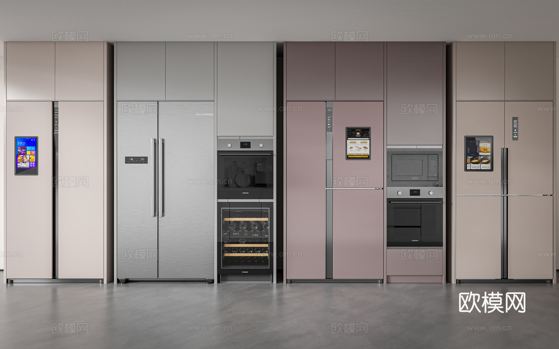 现代冰箱 双开门冰箱 三开门冰箱 双门冰箱 智能冰箱3d模型下载