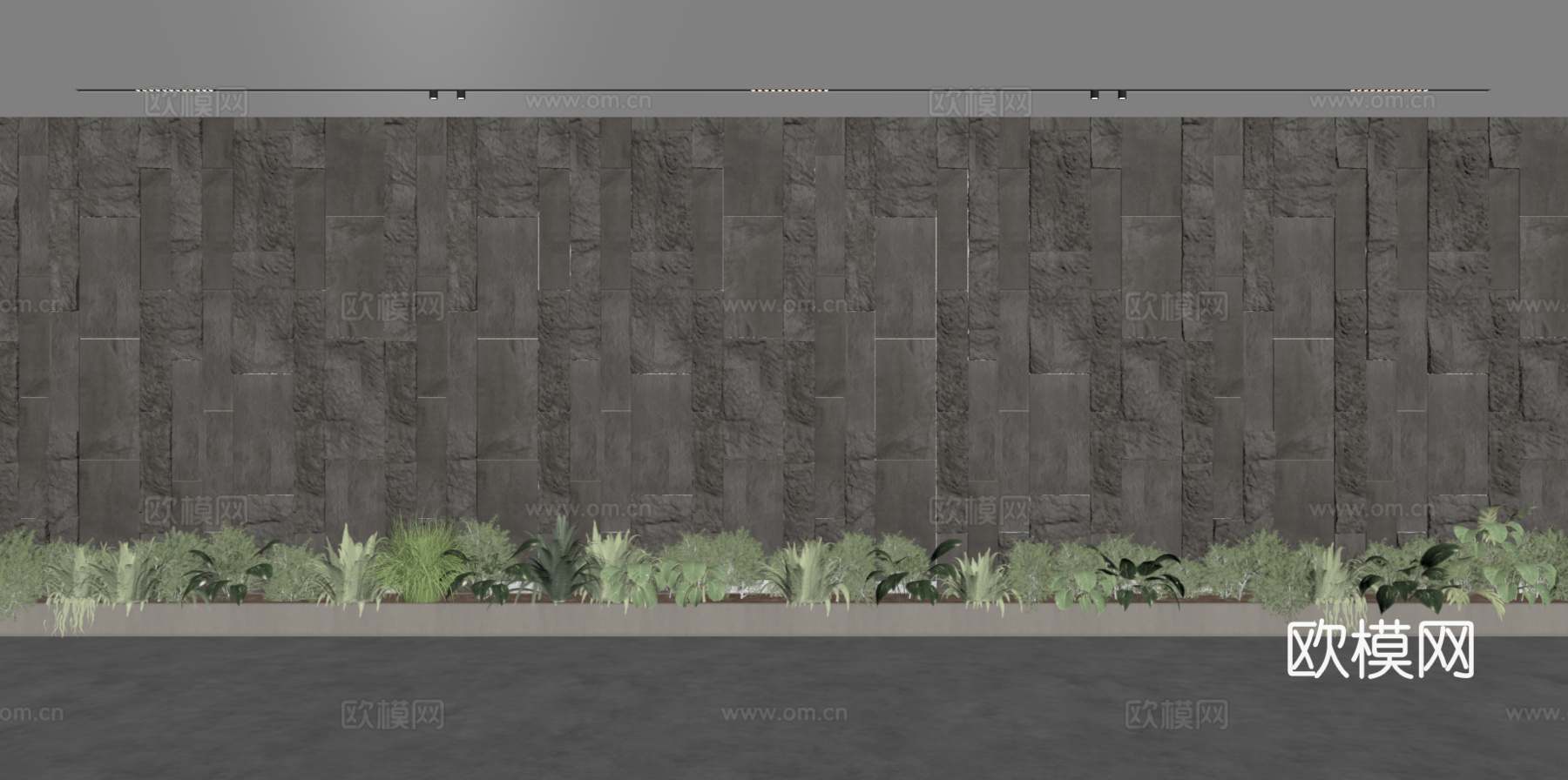 现代岩石背景墙su模型