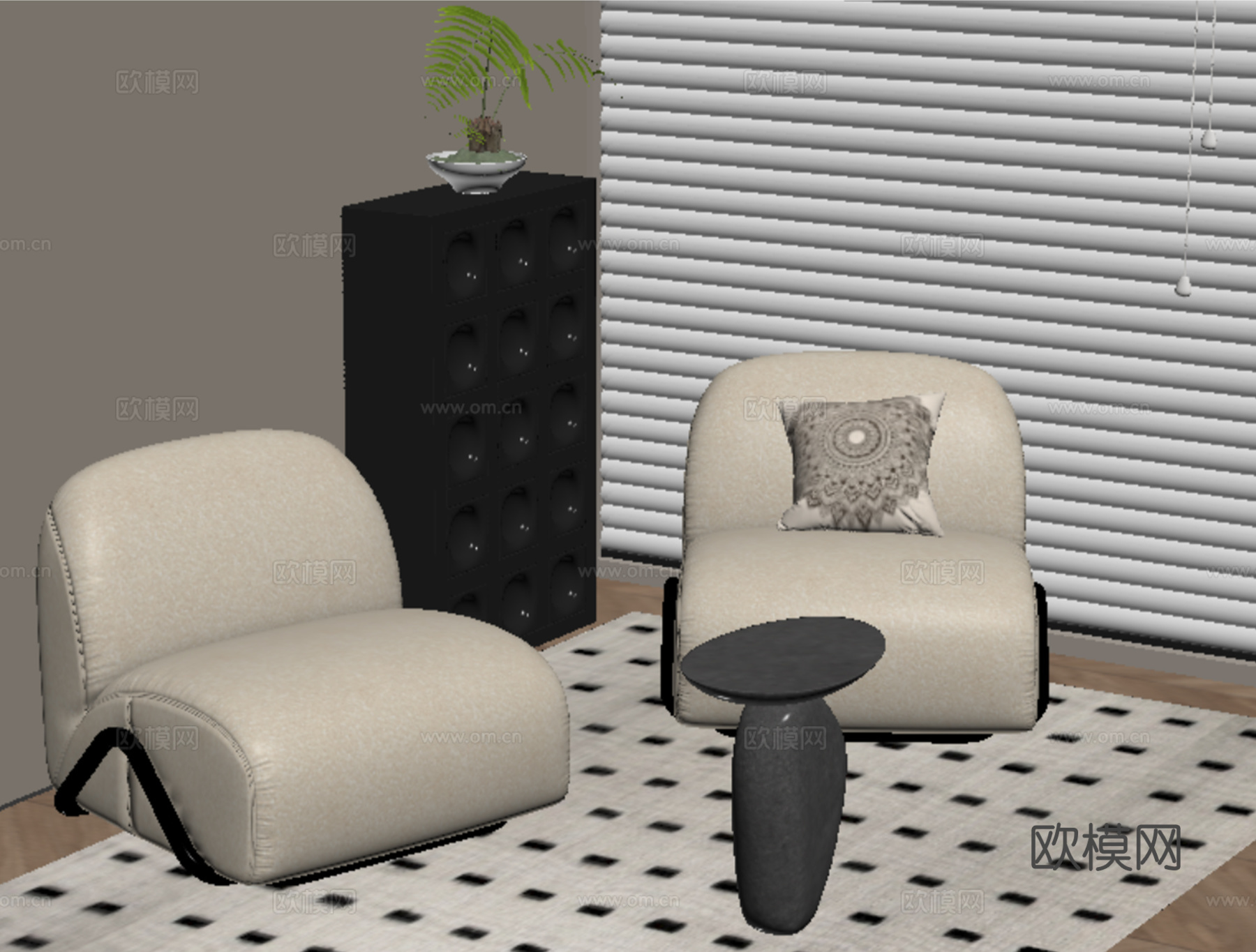 法式休闲椅 地毯 单人椅 装饰柜 储物柜 边几su模型