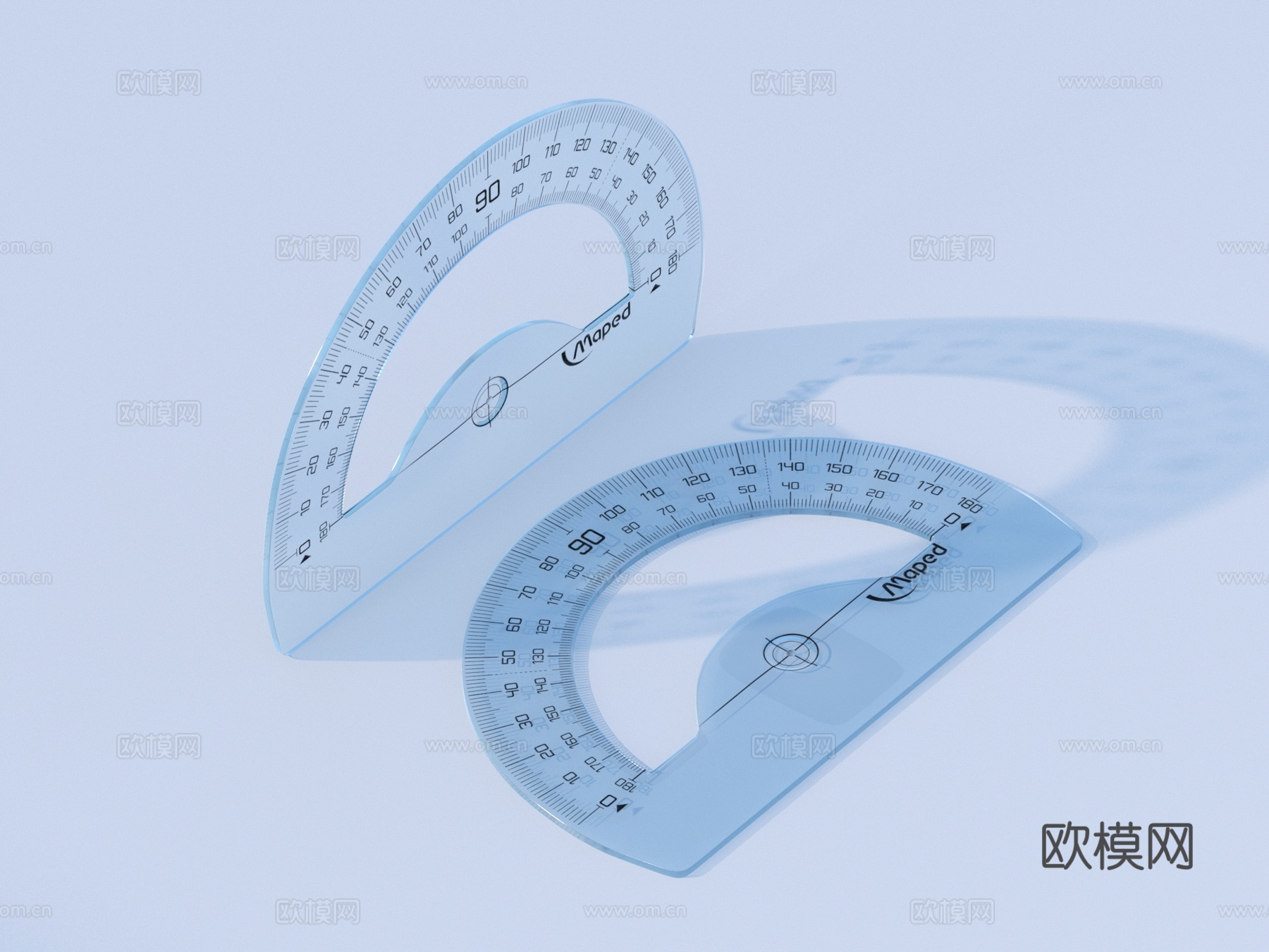量角器 三角板 文具 学习用品3d模型
