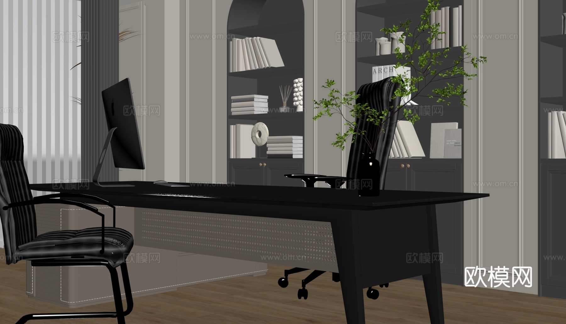 法式奶油办公室 经理办公室 董事长办公室su模型