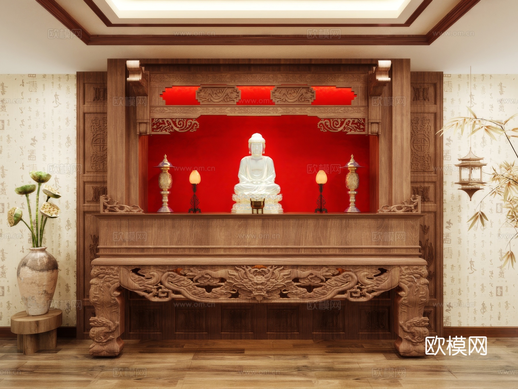 佛龛 神龛 供台 香炉台 蜡烛台3d模型