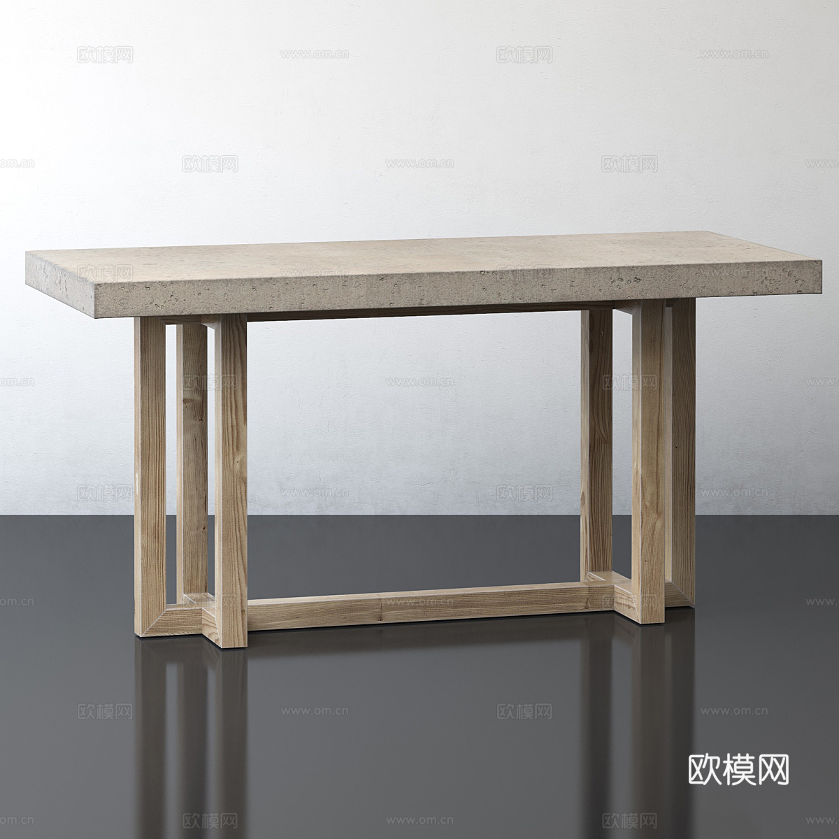 新中式 Heston 办公桌3d模型下载（渲染图5）