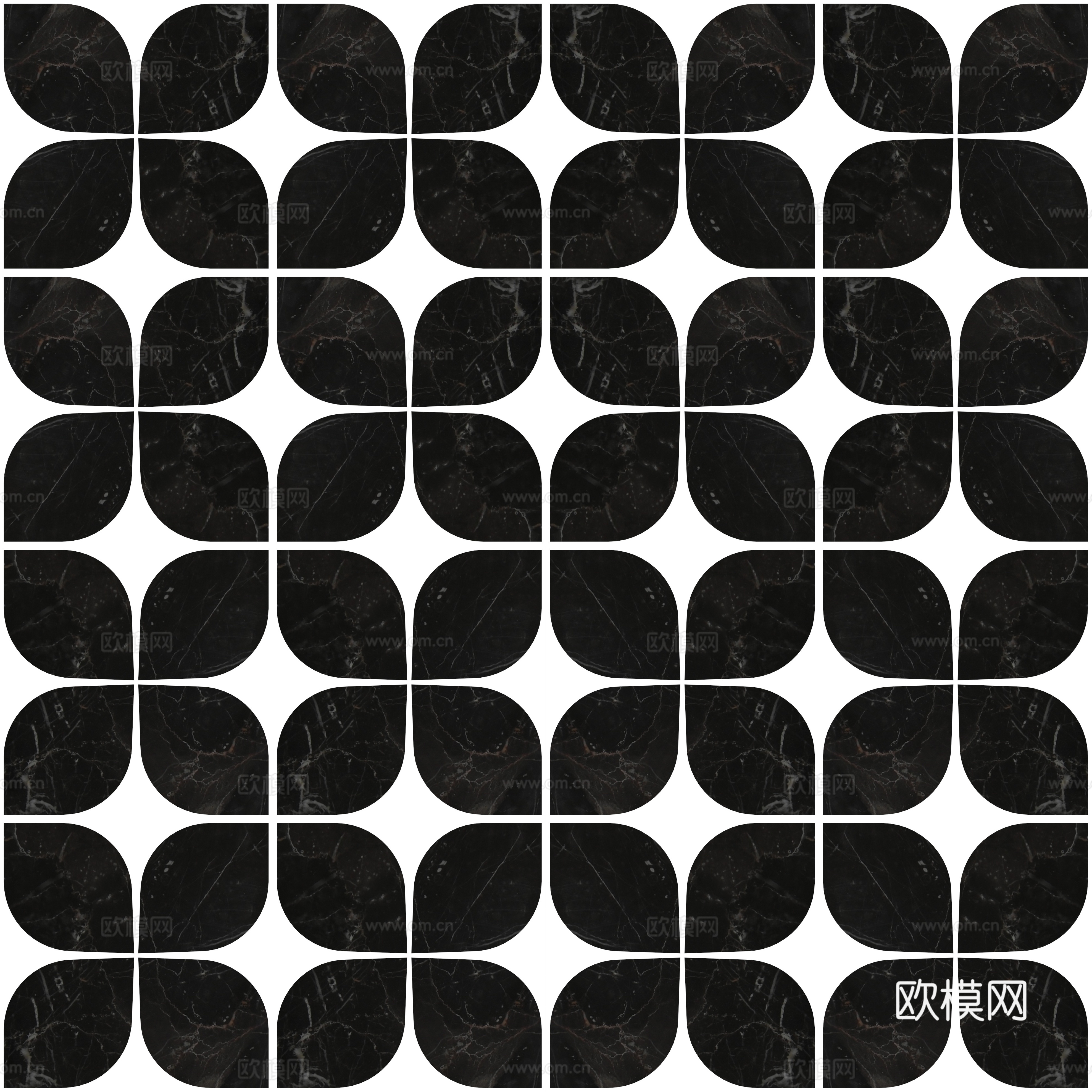 无缝黑白石材地面拼花下载