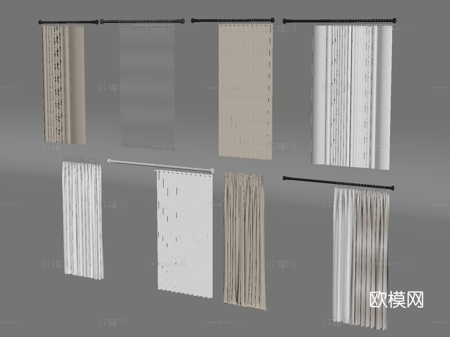 现代浴帘 窗帘su模型