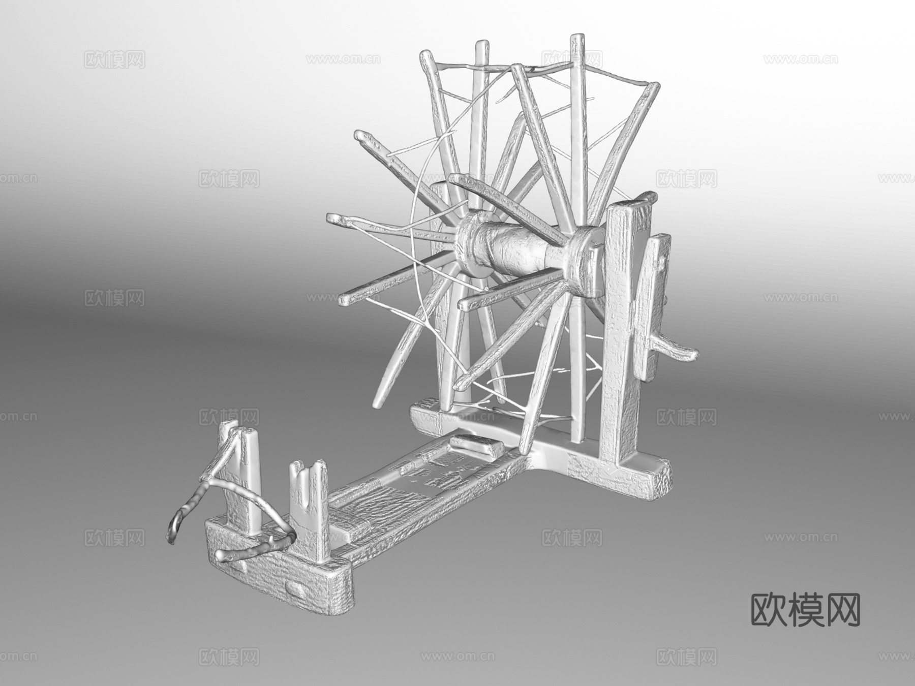 老物件 老式复古织布机3d模型