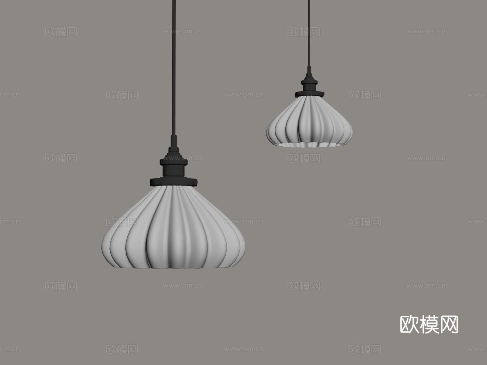 复古风鱼线吊灯 小吊灯su模型