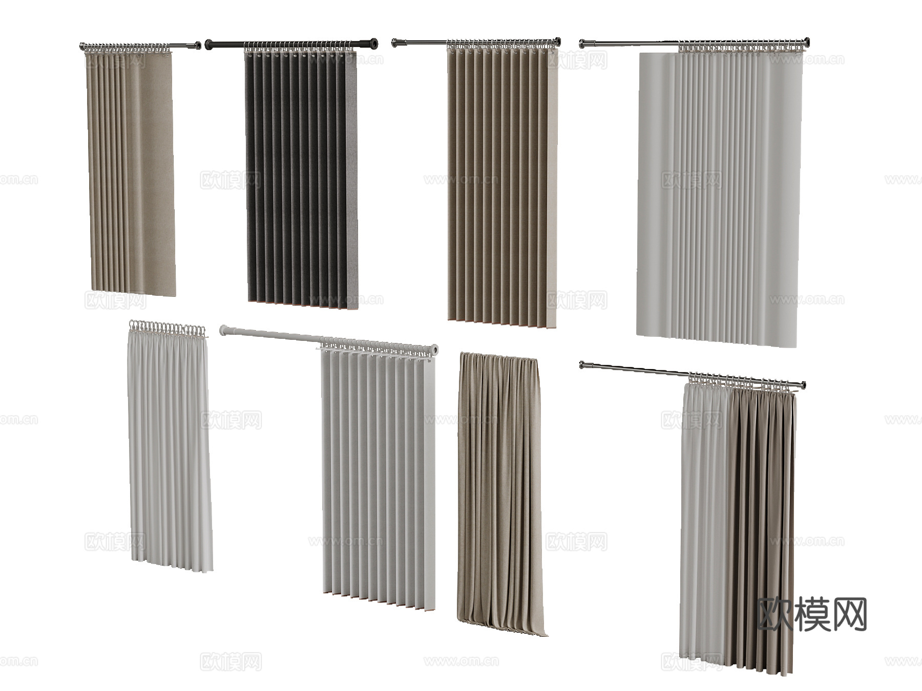 现代浴帘 窗帘su模型