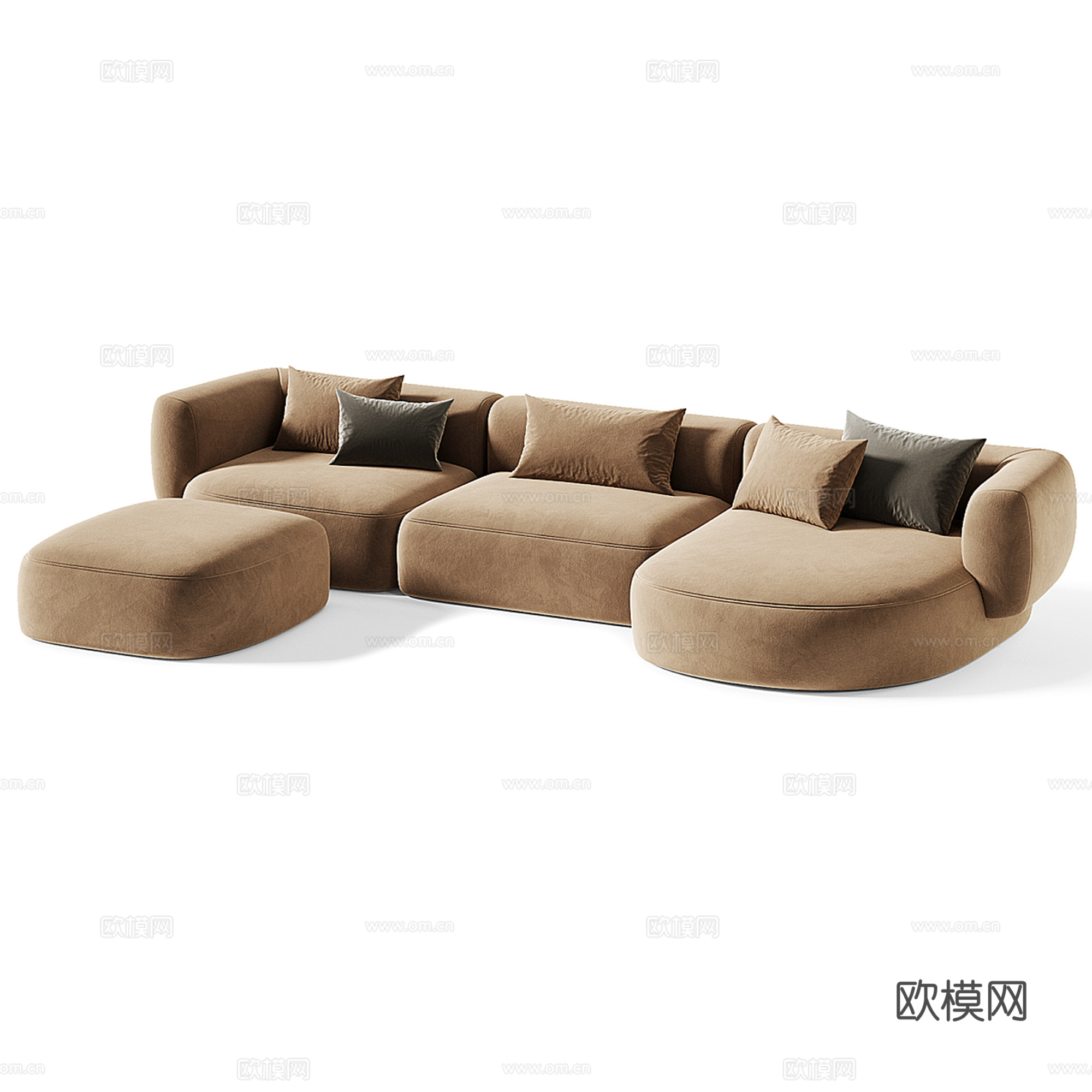 现代多人弧形沙发集合su模型