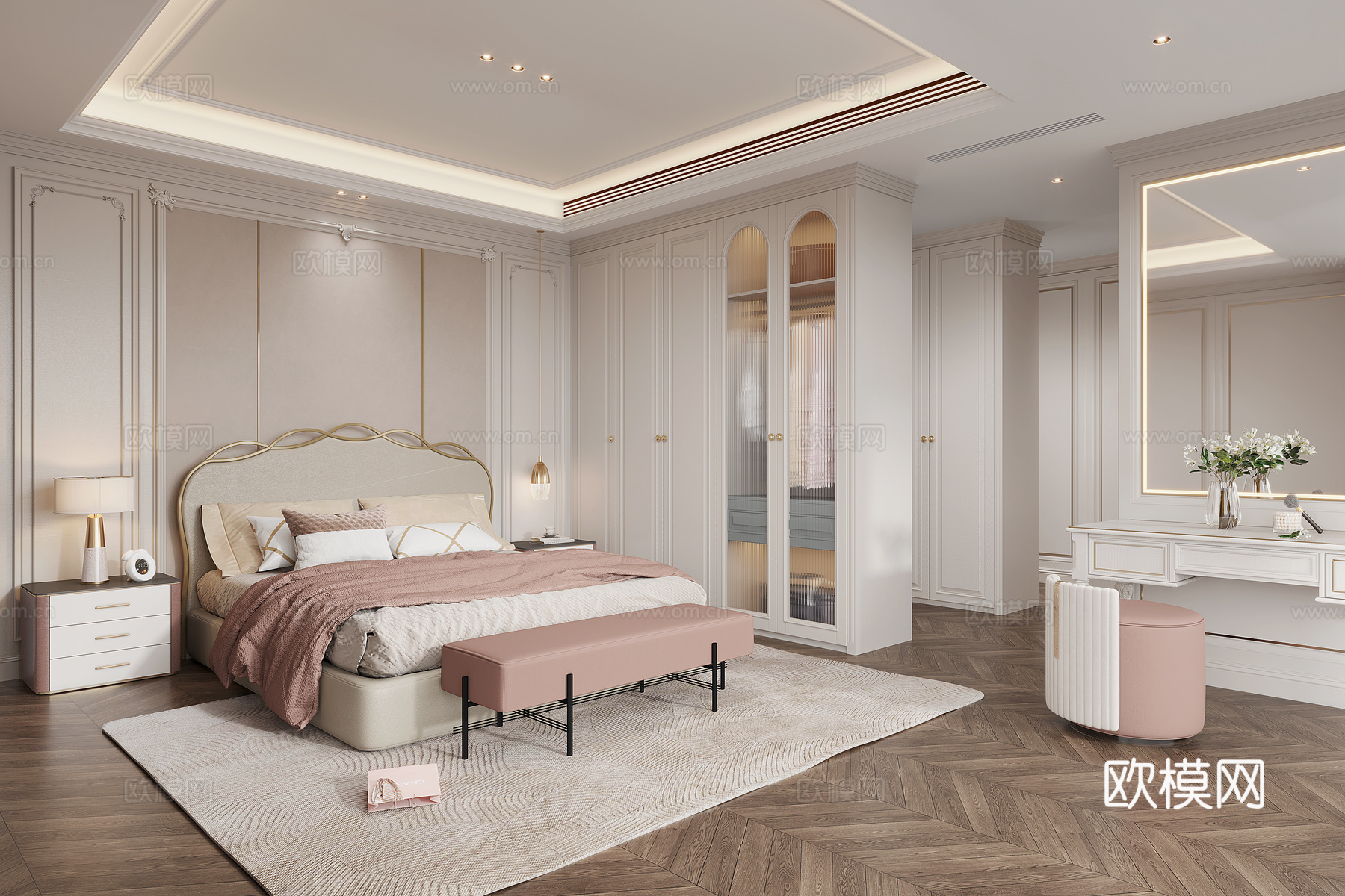 美式卧室3d模型下载