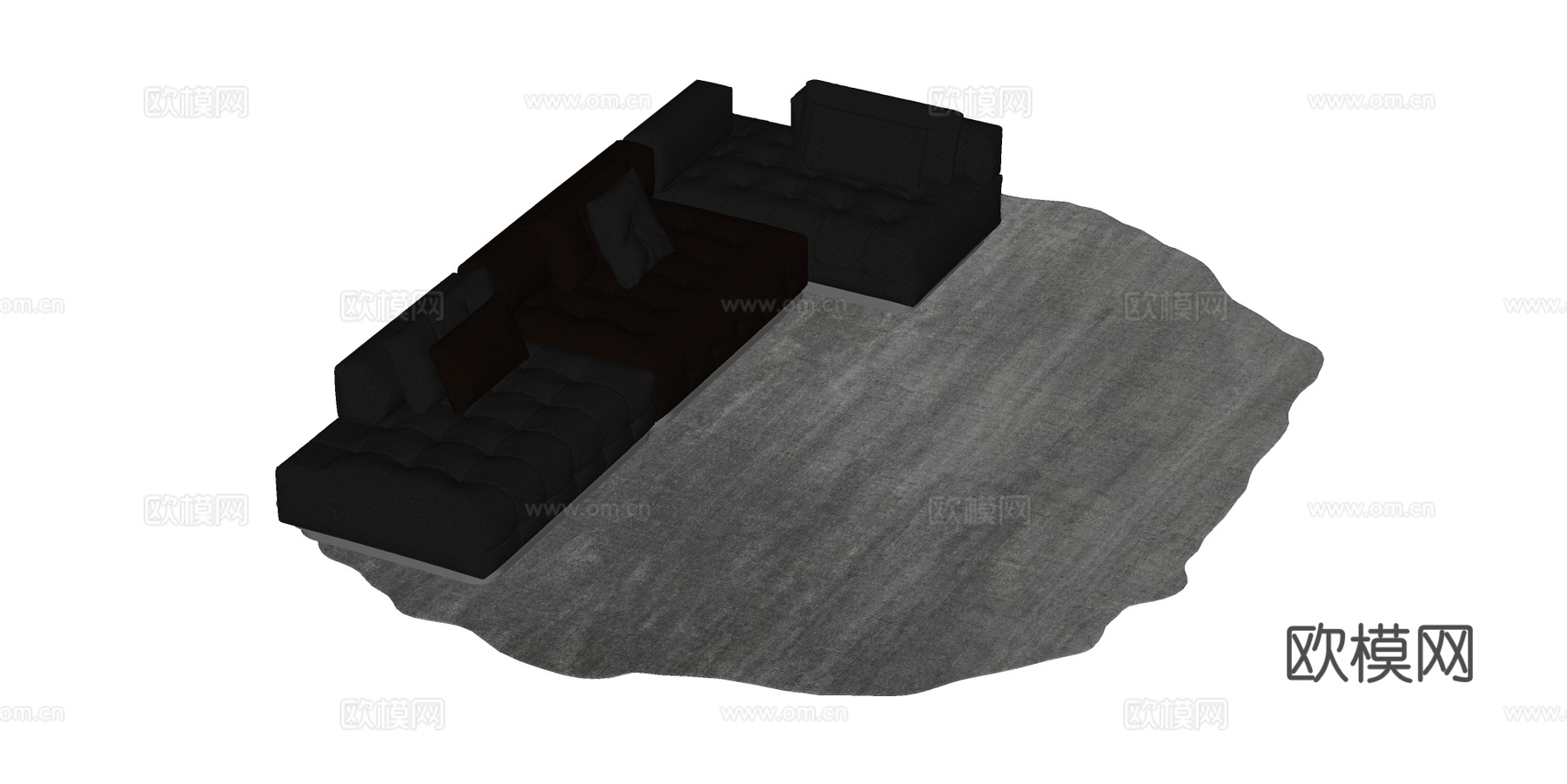 现代多人沙发su模型