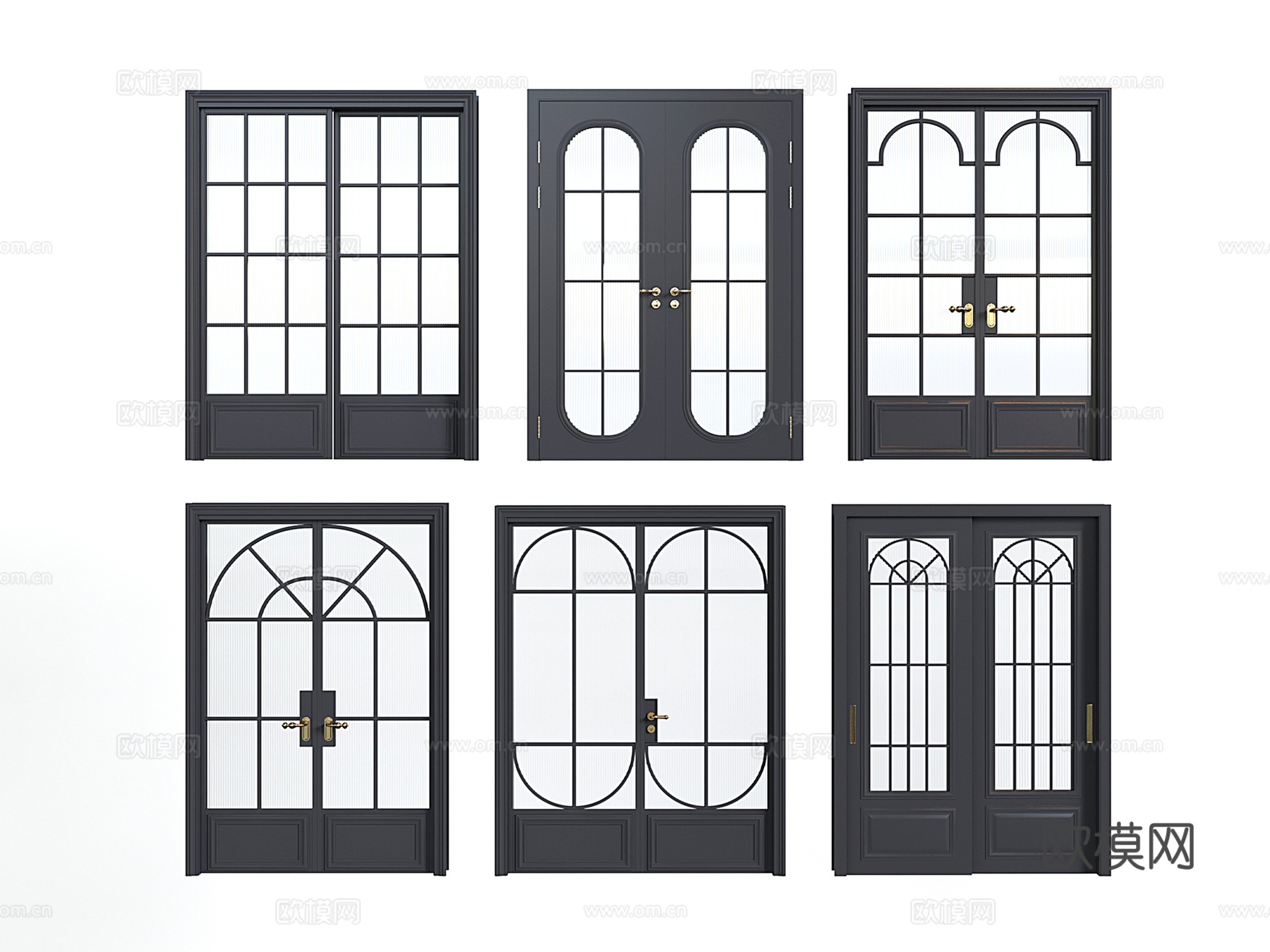 法式复古双开门 对开门 平开门3d模型