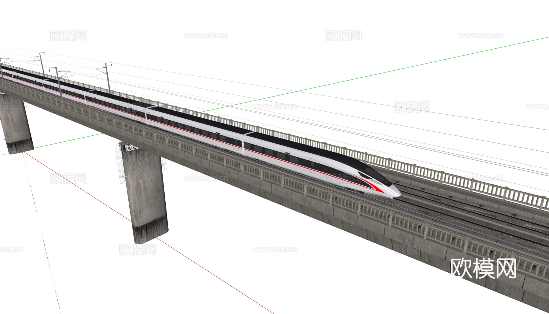 现代轨道列车_轨道交通_轨道列车_轨道_轨道高铁_高铁动车_su模型