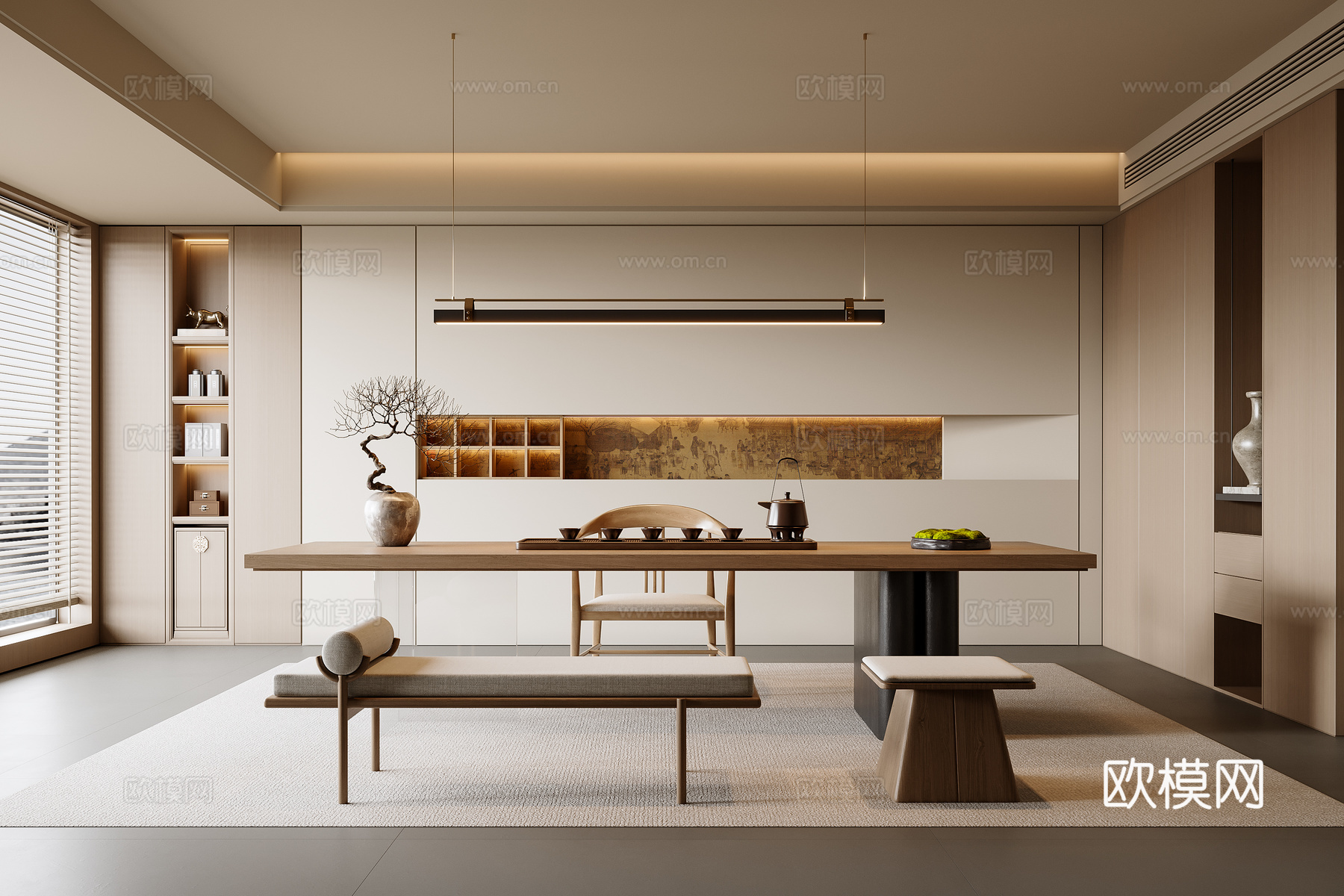 新中式茶室3d模型下载