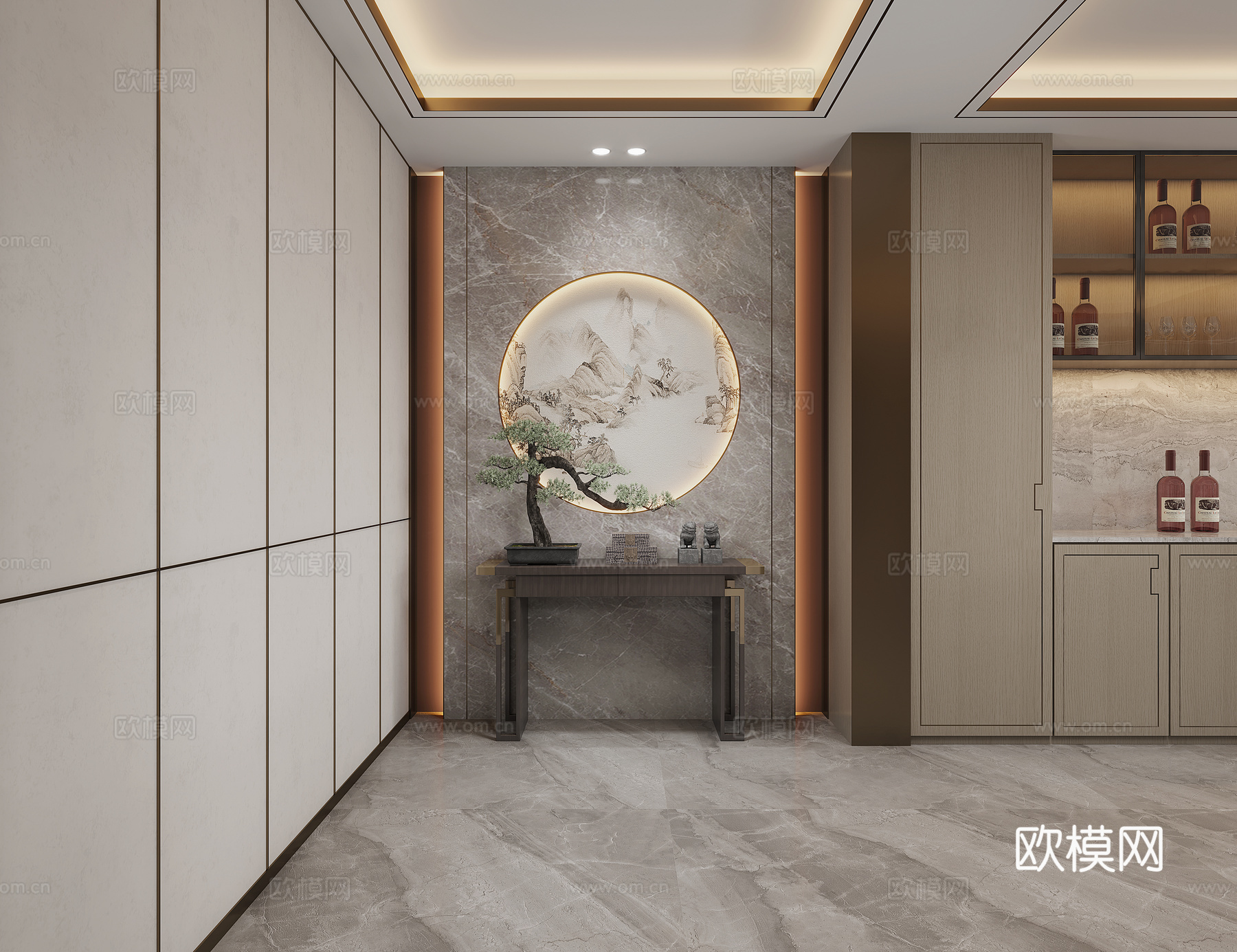 新中式别墅客厅3d模型