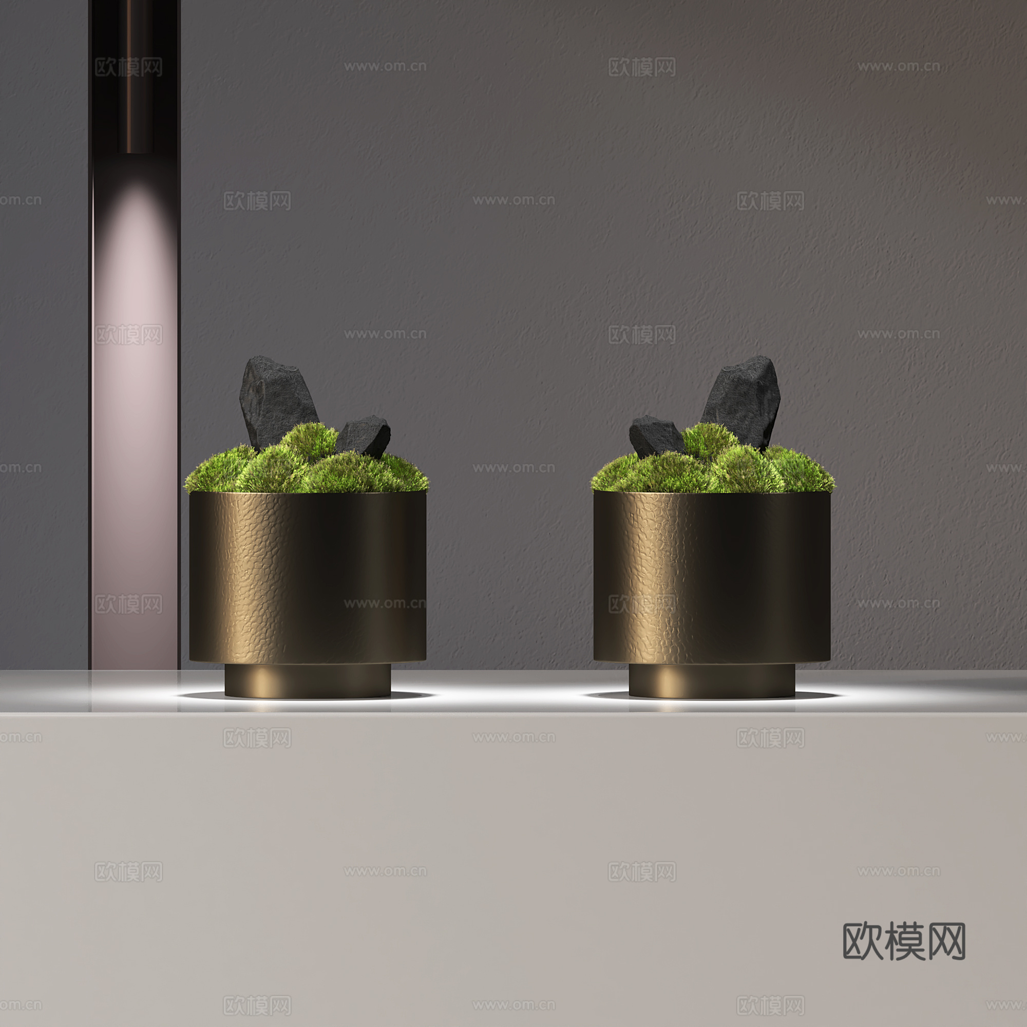 现代苔藓绿植摆件3d模型