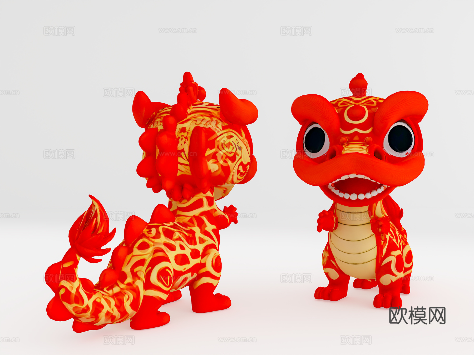 舞狮吉祥物  蛇年吉祥物 国潮美陈  吉祥物手办3d模型
