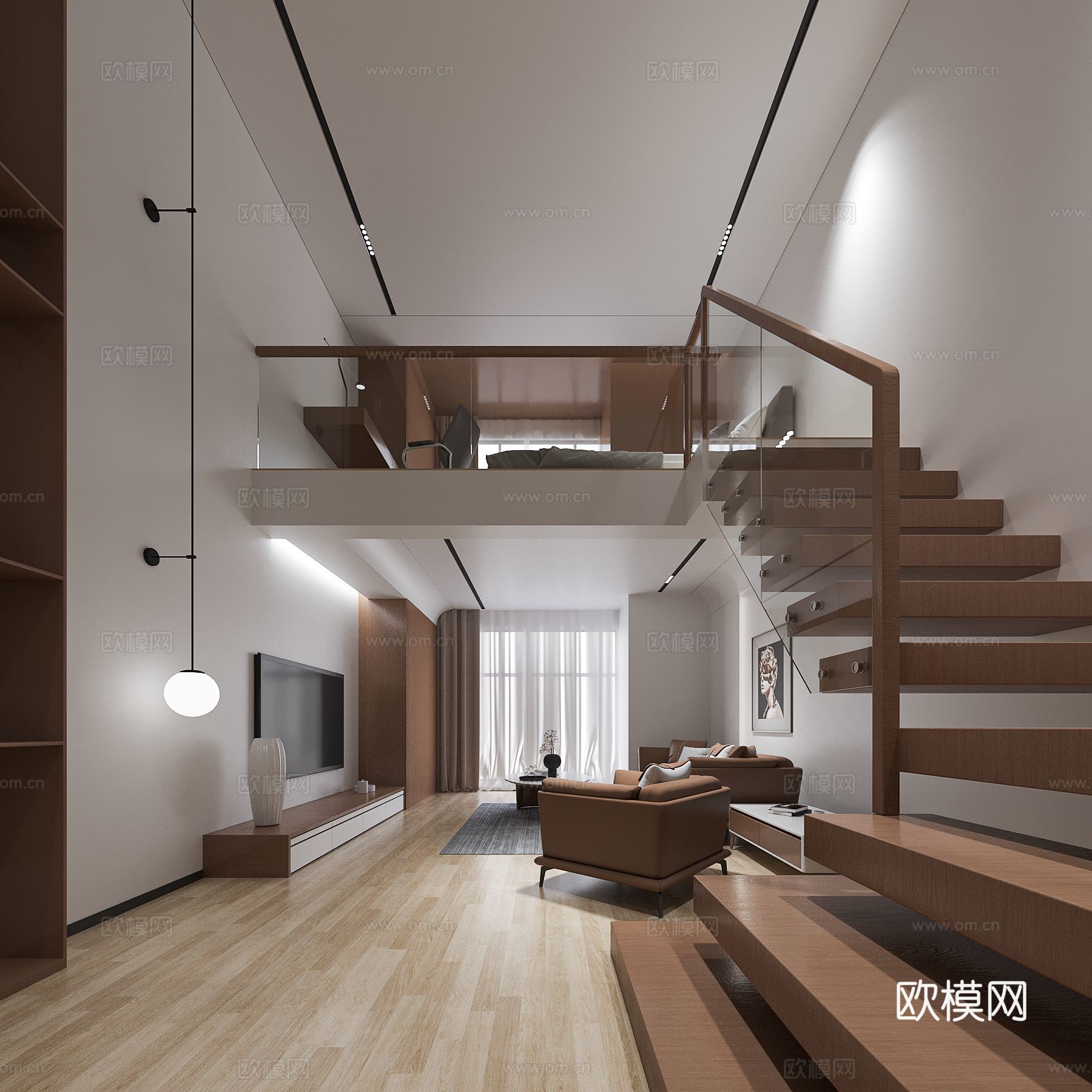 现代家装loft公寓3d模型