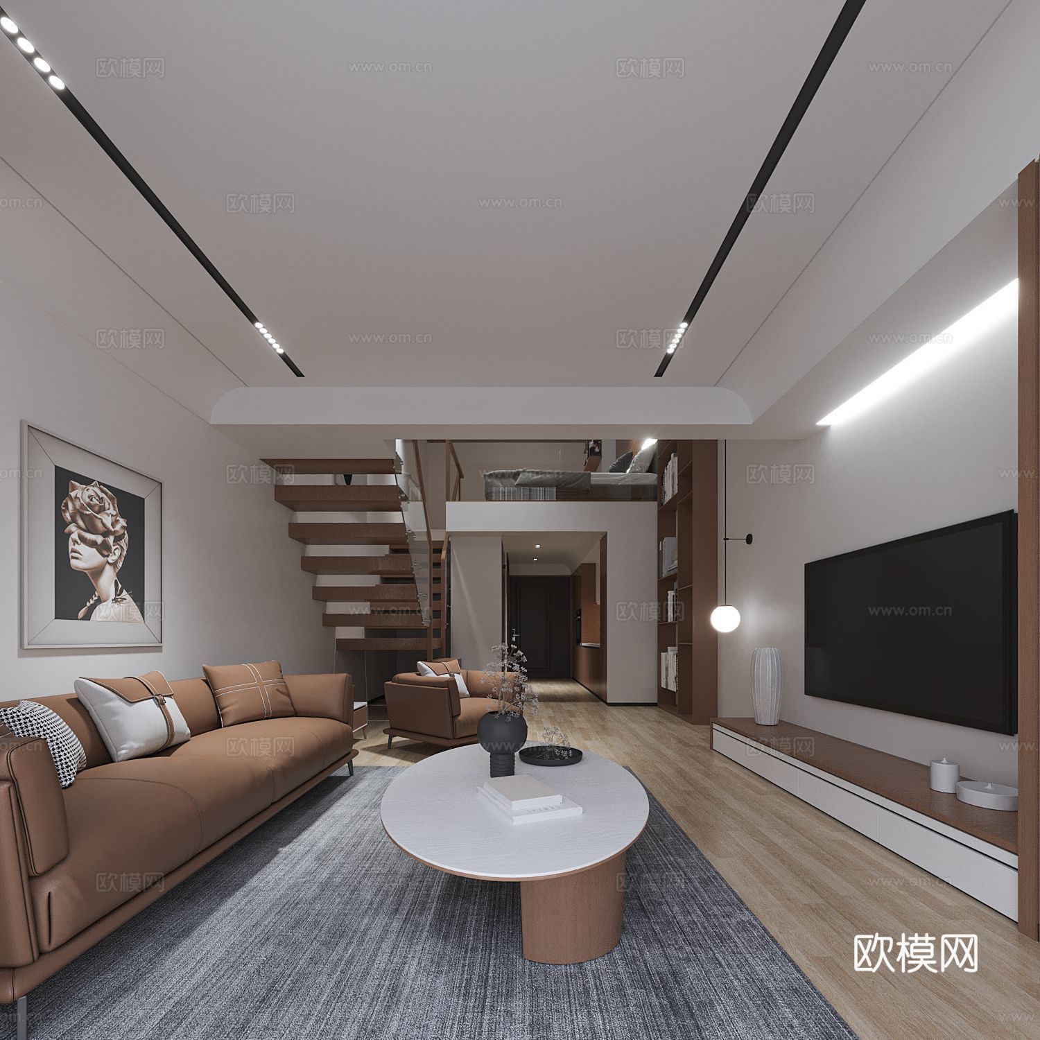 现代家装loft公寓3d模型