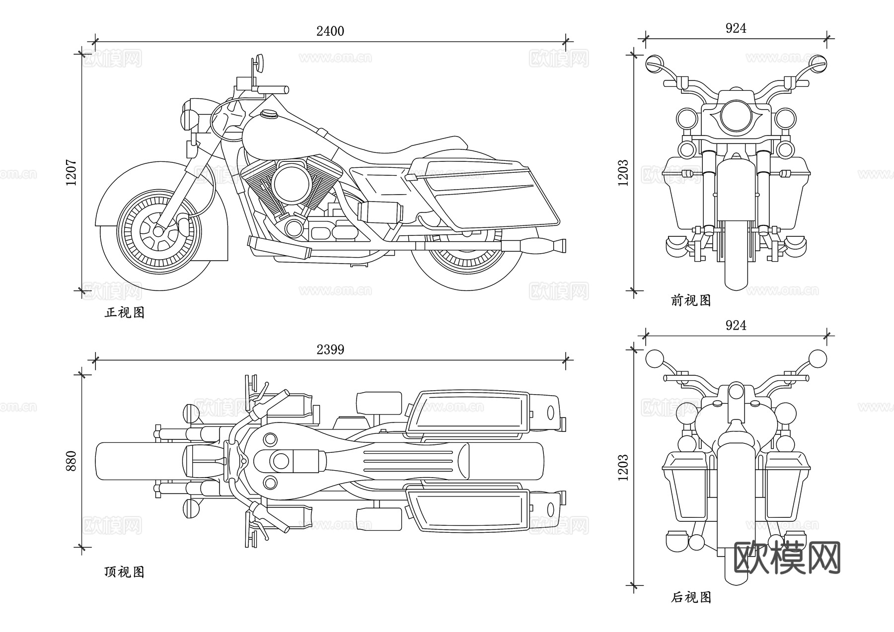 摩托 赛车 机车 摩托车款 两轮机车cad施工图下载