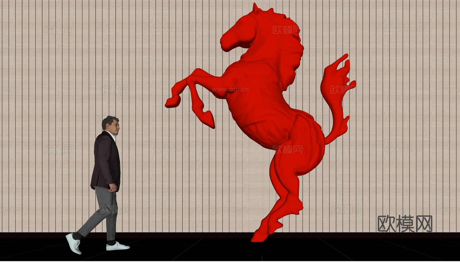 现代马雕塑装置su模型