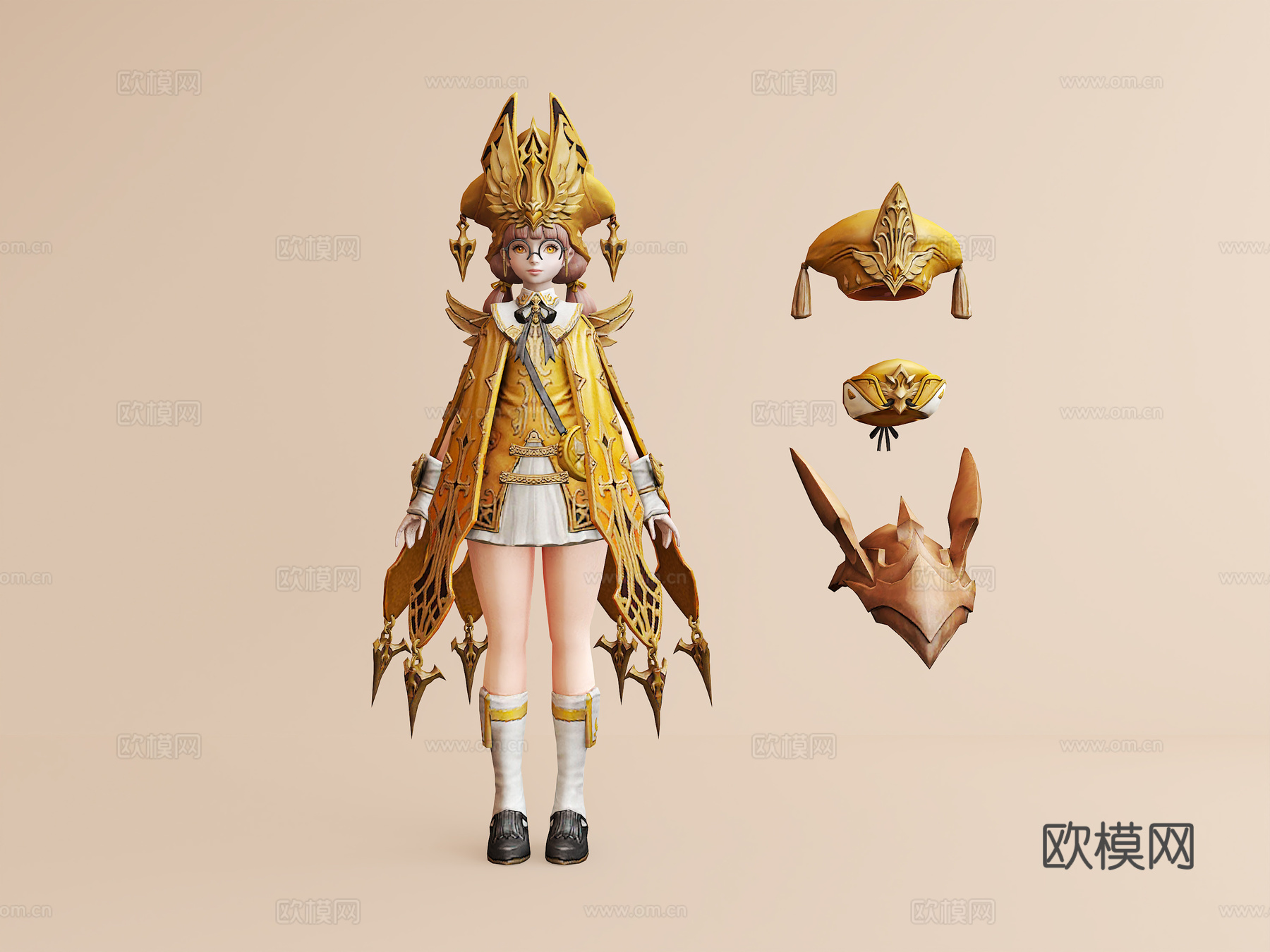 虚拟人物摆件 华服少女 人物手办 魔法少女3d模型