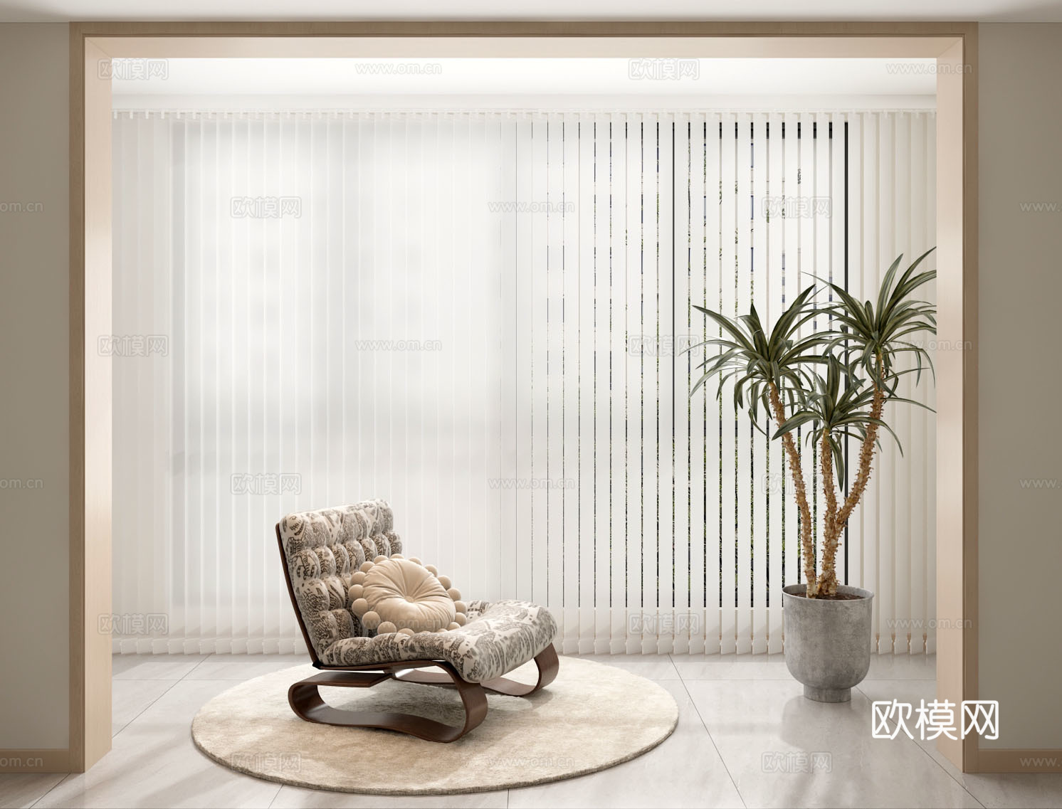 现代阳台休闲沙发梦幻帘su模型