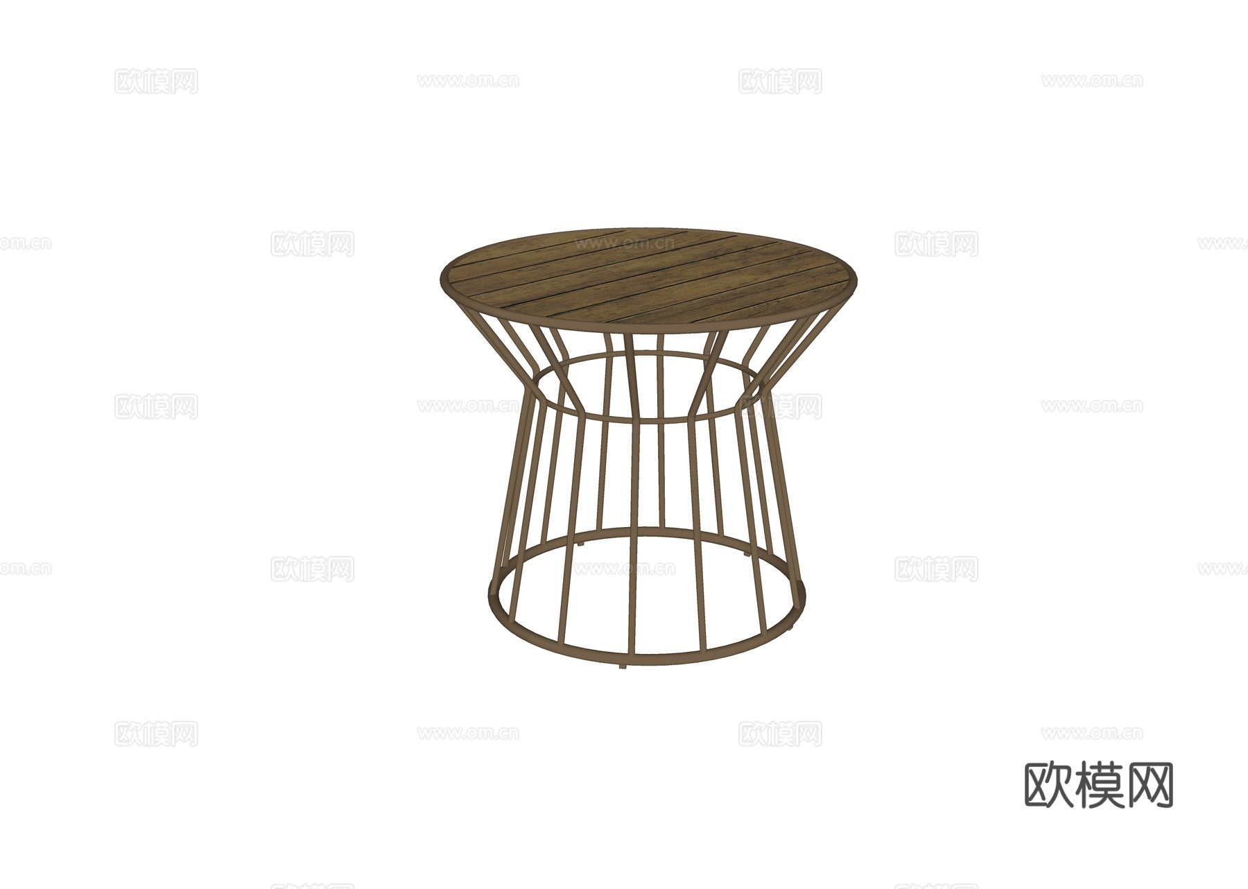 现代法式圆形 金属 木质 茶几 边几 户外庭院茶几su模型