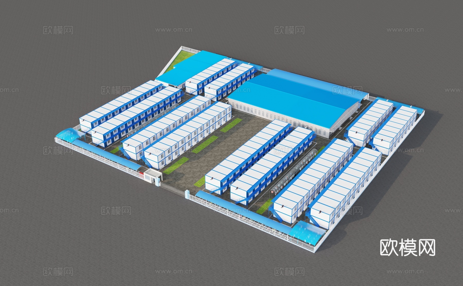 现代 厂房 厂区  职工宿舍3d模型