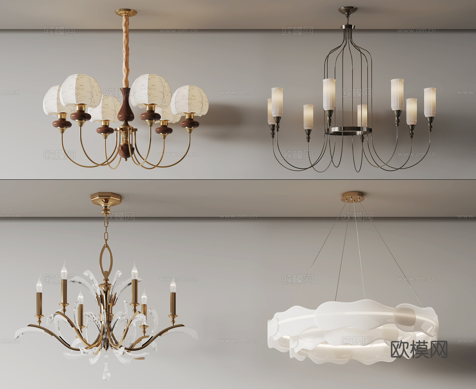 简欧吊灯su模型下载（渲染图1）