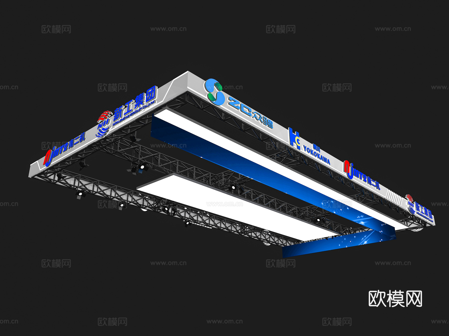 展台吊顶 展台顶部结构 turss架吊顶 门头结构 展览展台免费3d模型