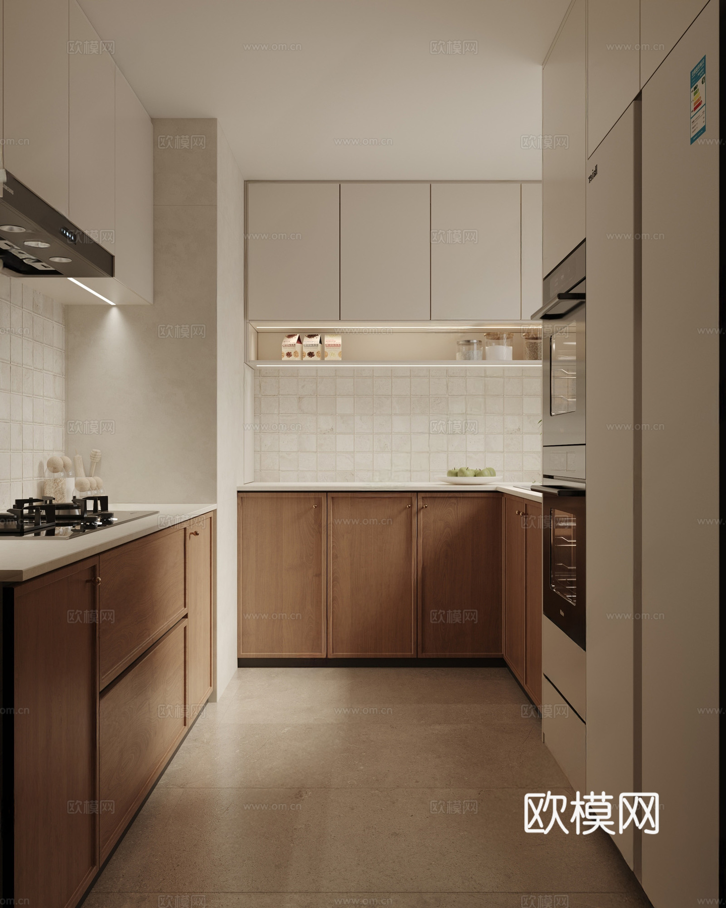 中古现代封闭式厨房su模型