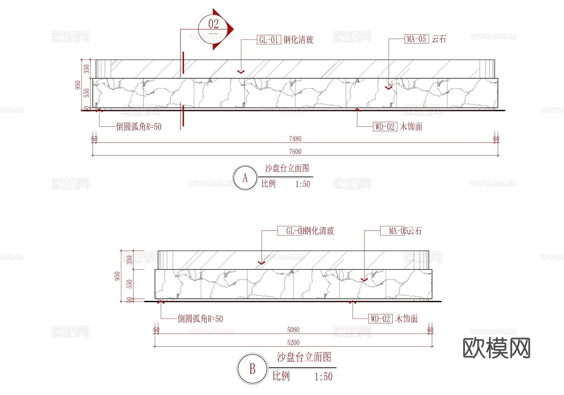 售楼部模型沙盘施工大样详图 楼盘模型 销售中心沙盘 户型沙盘cad施工图下载（渲染图2）
