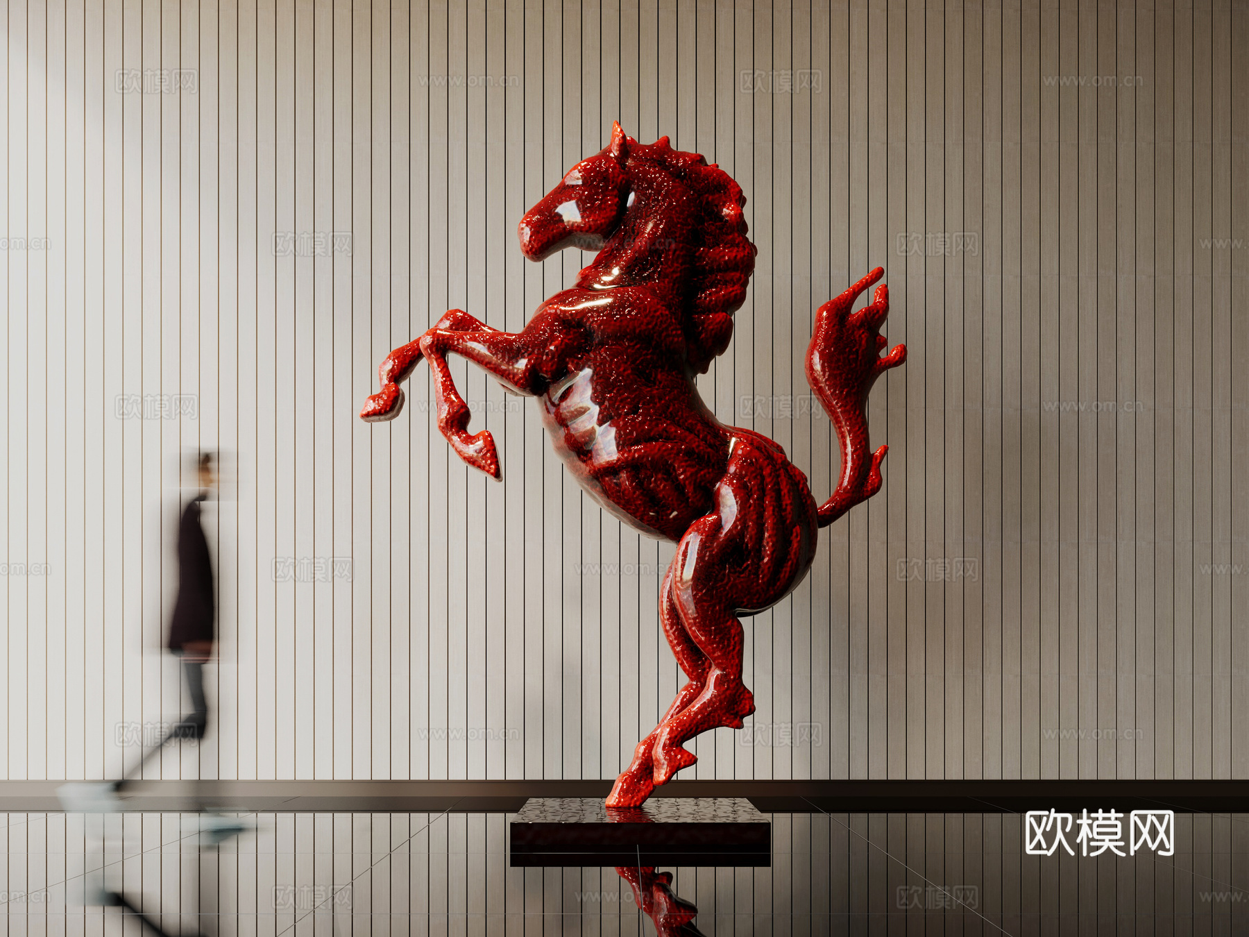 现代马雕塑装置su模型