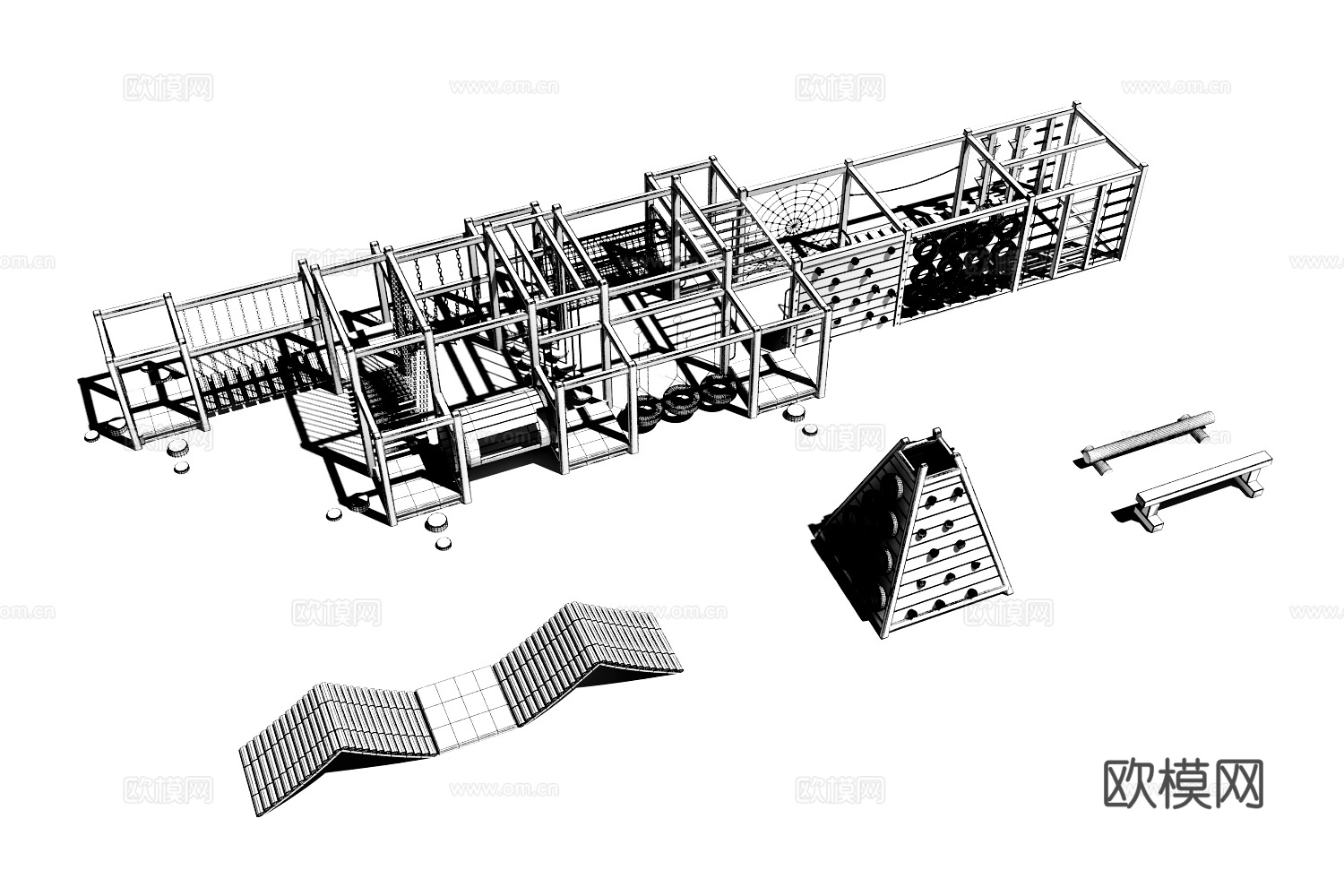 游乐设备 户外体能训练组合玩具 户外体能大循环3d模型