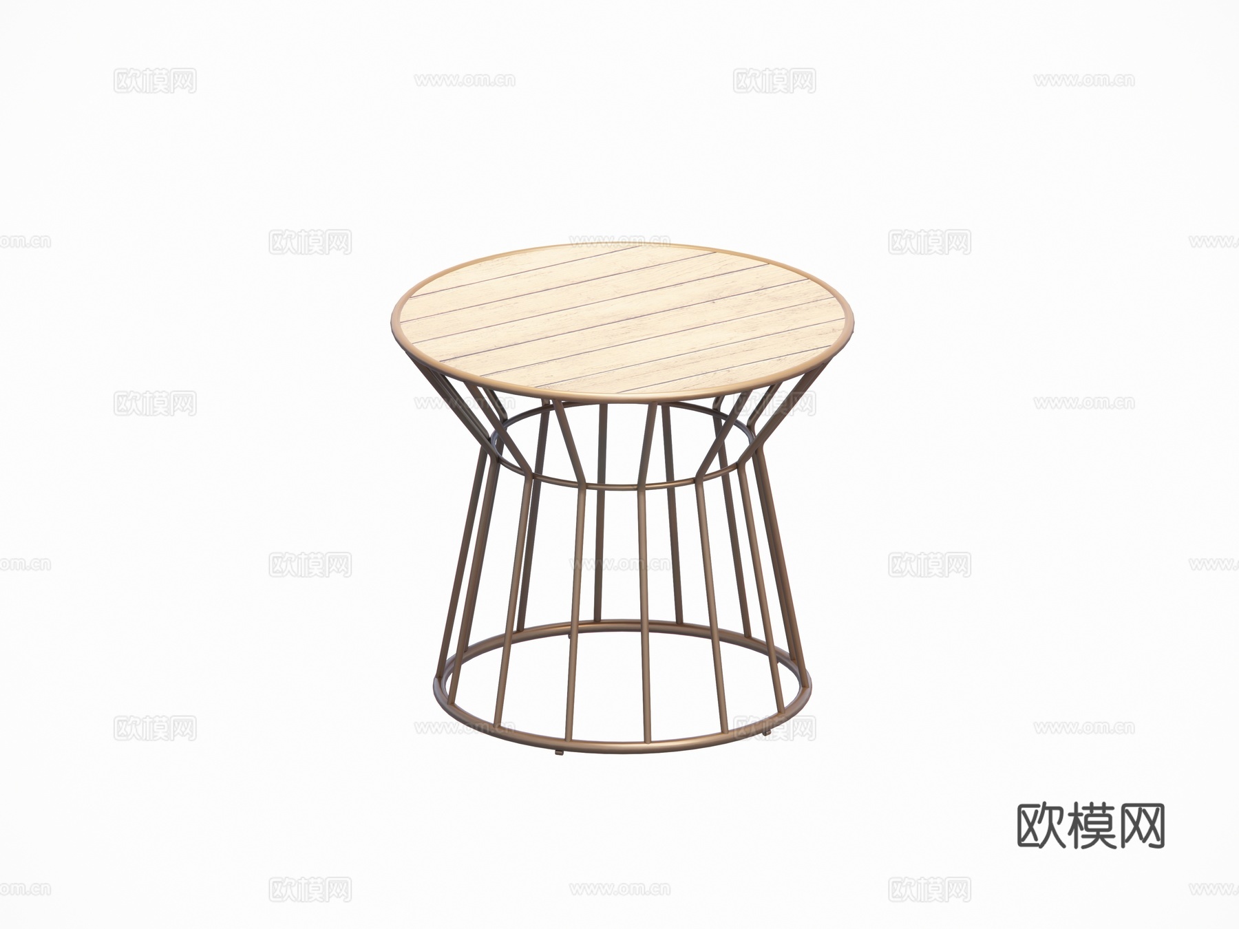 现代法式圆形 金属 木质 茶几 边几 户外庭院茶几su模型