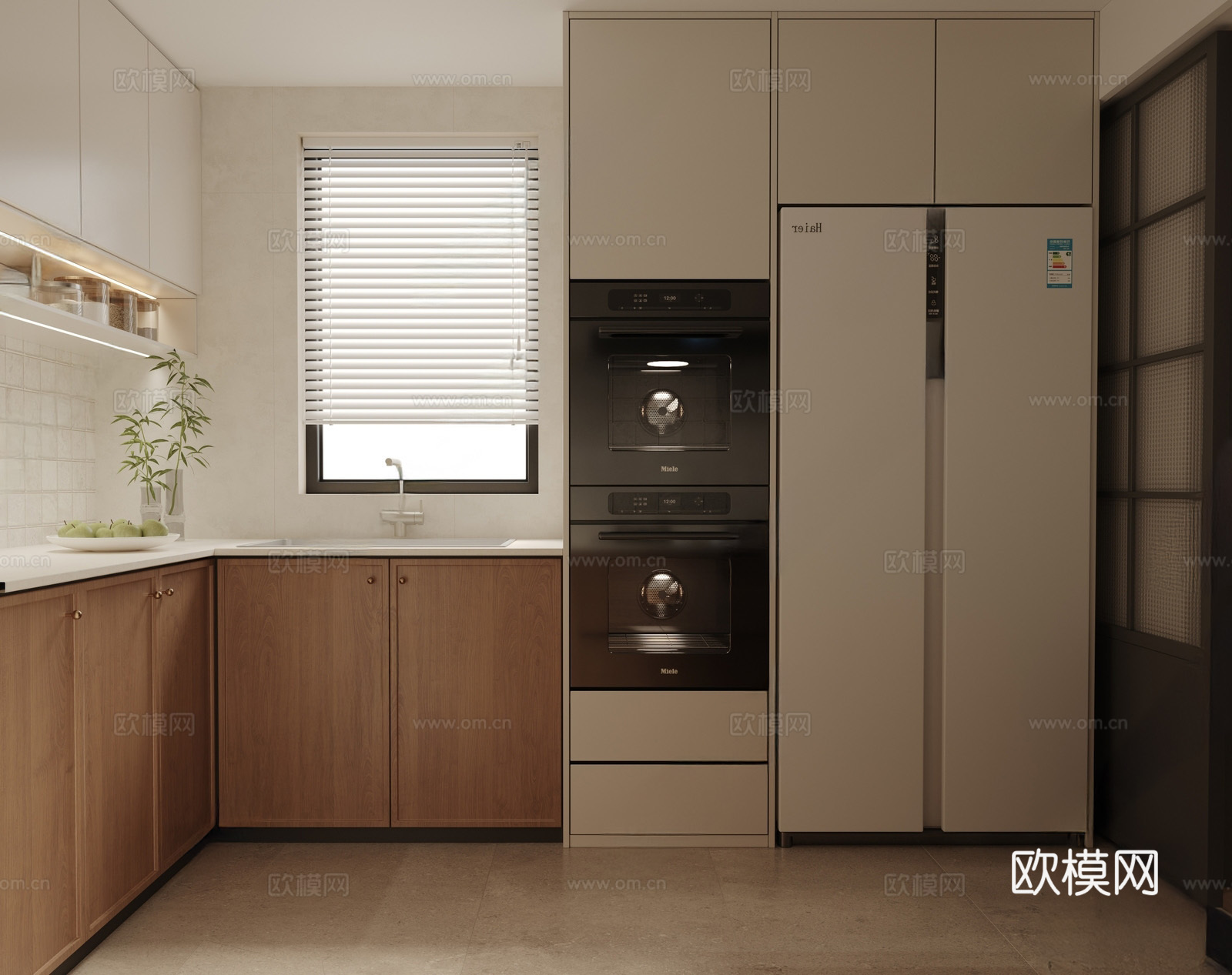 中古现代封闭式厨房su模型